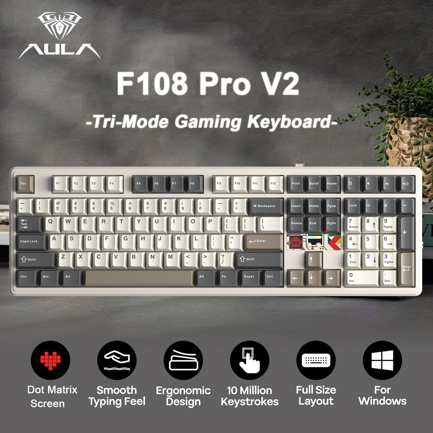 Pc Gaming Uk - คีย์บอร์ดเกมมิ่ง AULA F108 Pro V2 100%