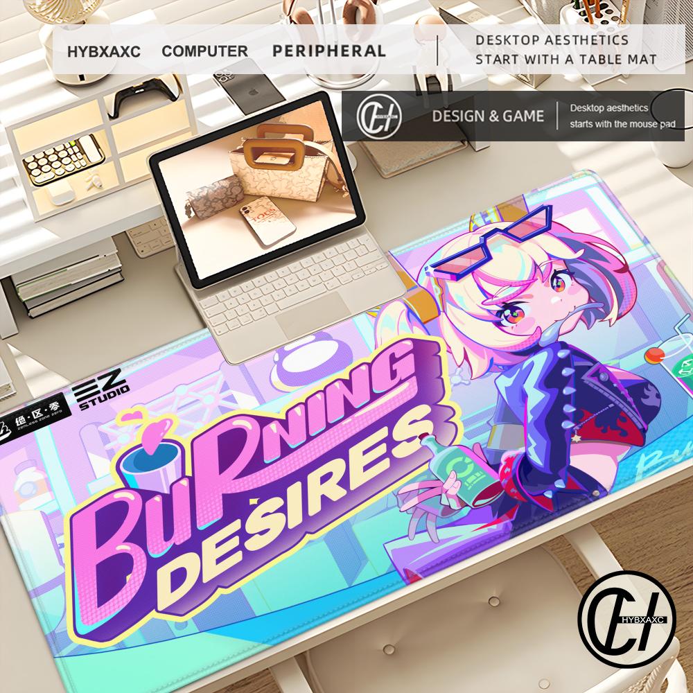 Pc Gaming Zone - แผ่นรองเมาส์ PC คอมพิวเตอร์คาวาอิอุปกรณ์เสริมสำหรับเล่นเกมแผ่นรองเมาส์เบิร์นิซสีขาว ZZZ แป้นพิมพ์แพด Zenless