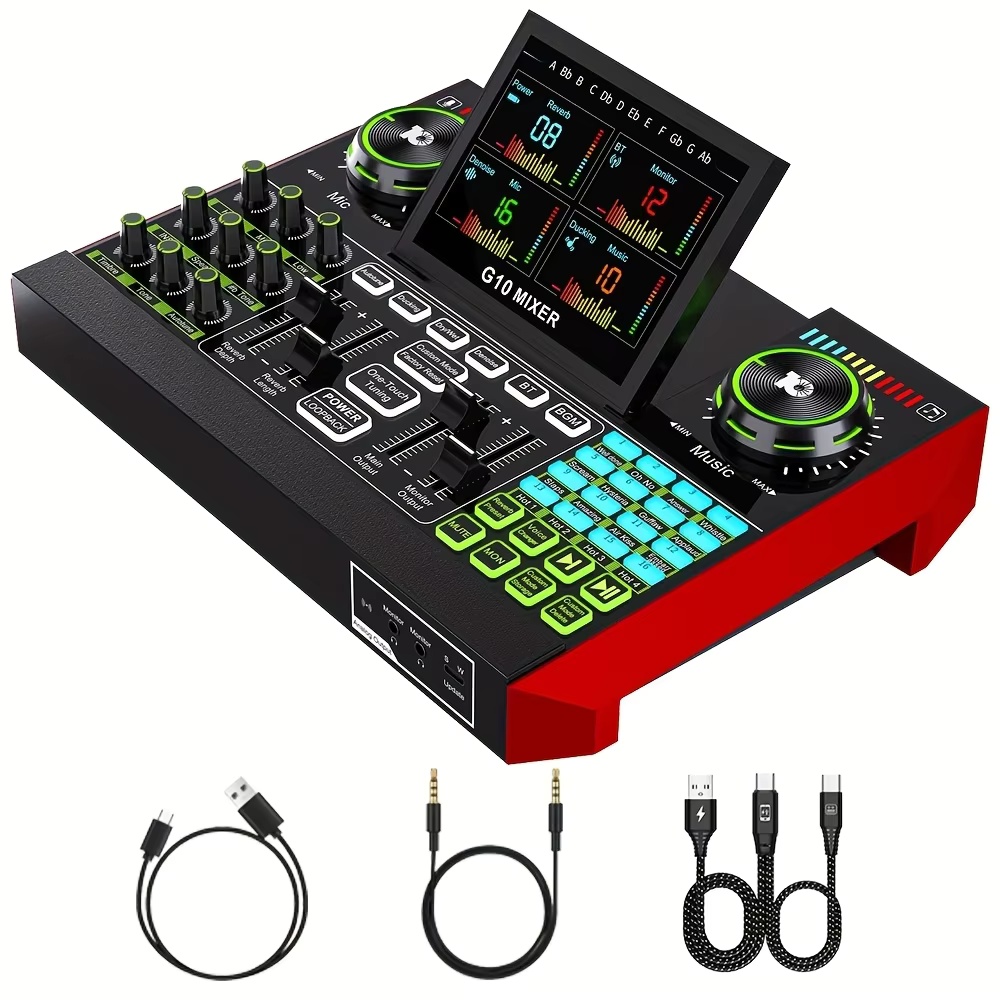 Pc Gaming Youtube - ชุดไมโครโฟน Tenlamp G10 สำหรับพอดแคสต์ พร้อมการ์ดเสียงสำหรับไลฟ์สด, เครื่องผสมเสียง,