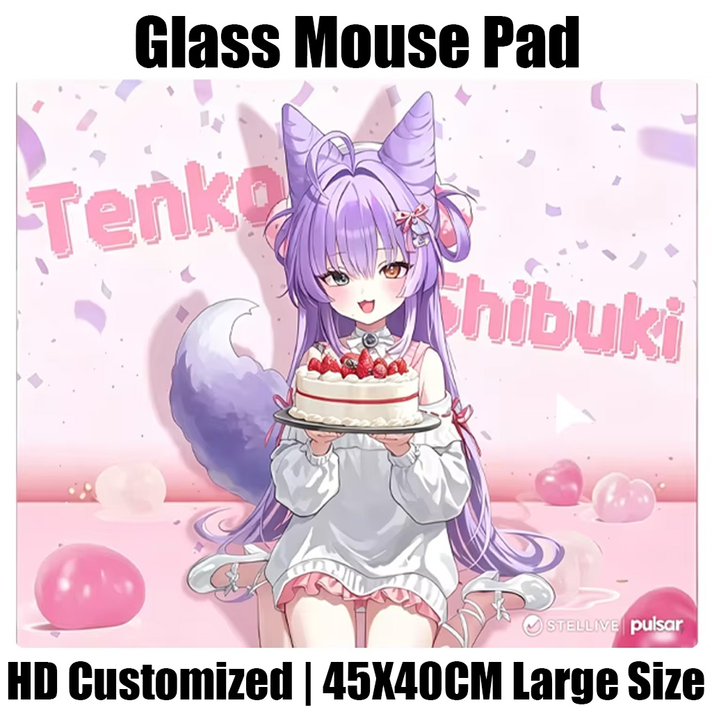 Fps Gaming Mouse - แผ่นรองเมาส์แก้วลายอนิเมะญี่ปุ่น Tenko Shibuki สำหรับเล่นเกม รุ่นอัพเกรดเคลือบผิวเรียบ แผ่นรองโต๊ะเกมเมอร์