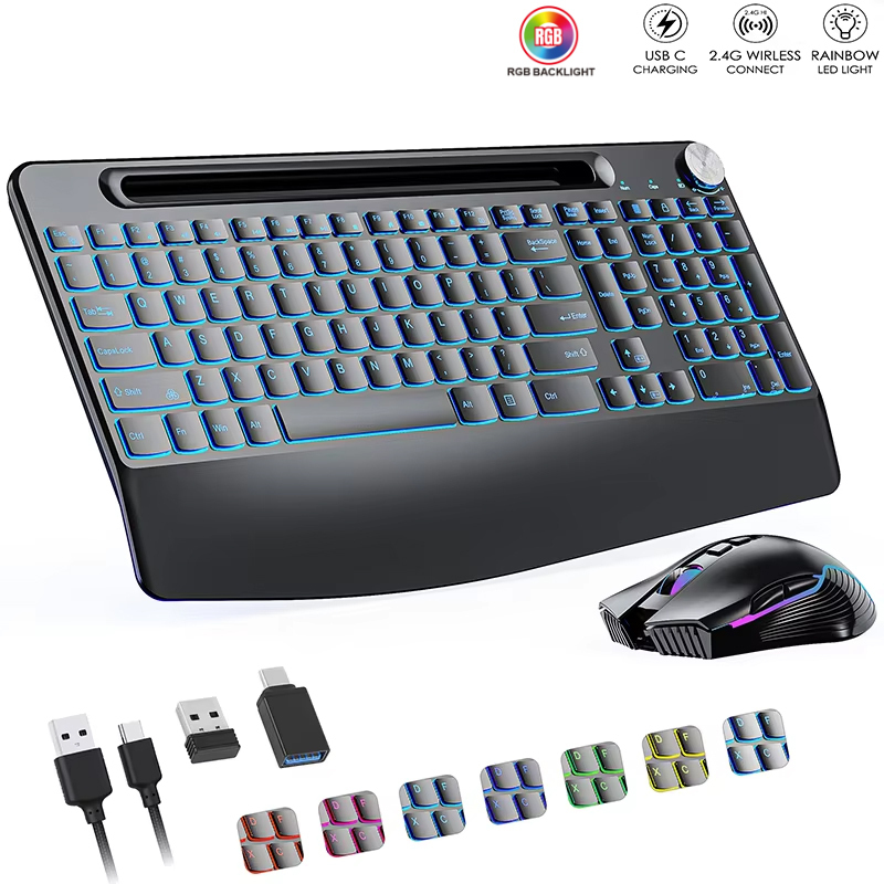 2.4G และ Type-C คีย์บอร์ดไร้สา - Rgb Keyboard Wrist Rest บทวิจารณ์และราคา