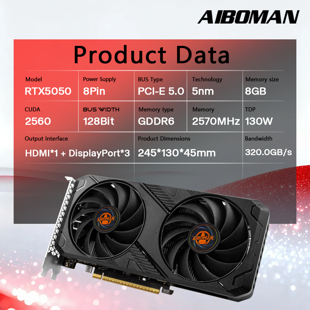 AIBOMAN RTX5050 8GB กราฟิกการ์ - Pc Gaming Vr บทวิจารณ์และราคา